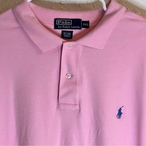 Vintage Pink Ralph Lauren Polo Shirt Short Sleeved Blue Pony
